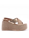 Mixed material wedge sandal