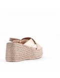 Mixed material wedge sandal