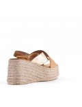 Mixed material wedge sandal