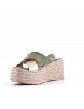 Mixed material wedge sandal