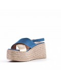 Mixed material wedge sandal