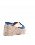 Mixed material wedge sandal