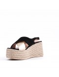 Mixed material wedge sandal