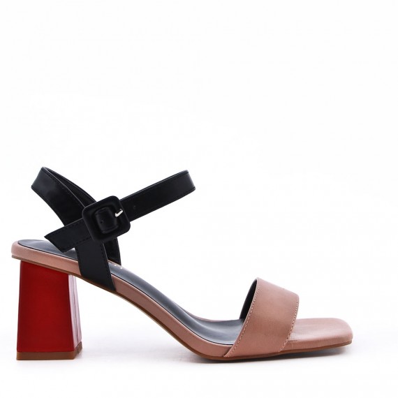 Faux leather heeled sandal