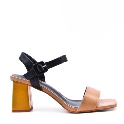 Faux leather heeled sandal