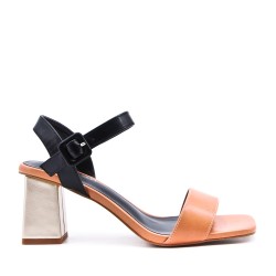 Faux leather heeled sandal