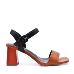 Faux leather heeled sandal