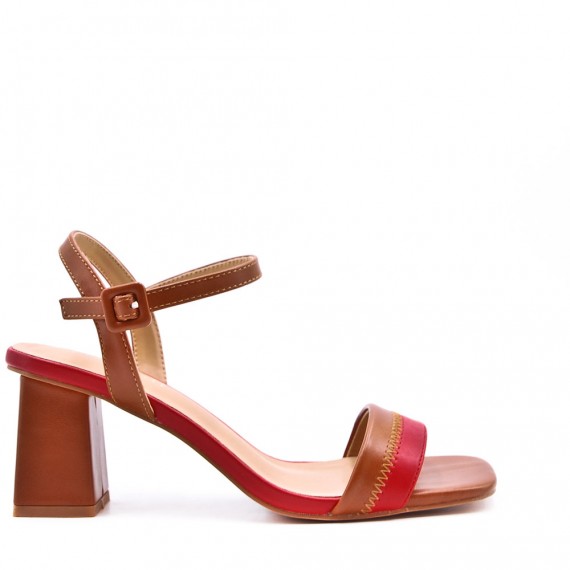 Faux leather heeled sandal