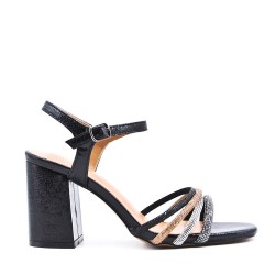 Faux leather heeled sandal