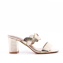 Faux leather heeled sandal