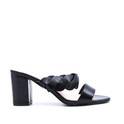 Faux leather heeled sandal