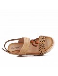 Mixed material wedge sandal