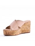 Mixed material wedge sandal