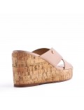 Mixed material wedge sandal