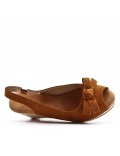 Mixed material wedge sandal