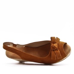 Mixed material wedge sandal