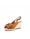 Mixed material wedge sandal