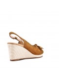 Mixed material wedge sandal