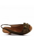 Mixed material wedge sandal