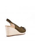 Mixed material wedge sandal