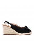 Mixed material wedge sandal