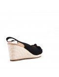 Mixed material wedge sandal