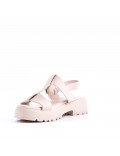 Mixed material wedge sandal