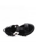 Mixed material wedge sandal