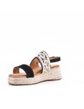 Mixed material wedge sandal