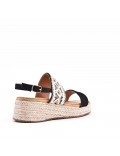 Mixed material wedge sandal