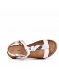 Mixed material wedge sandal