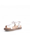 Mixed material wedge sandal