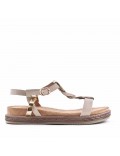 Mixed material wedge sandal