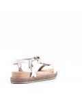 Mixed material wedge sandal