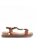 Mixed material wedge sandal