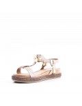 Mixed material wedge sandal