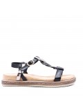 Mixed material wedge sandal