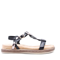 Mixed material wedge sandal