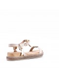 Mixed material wedge sandal