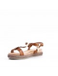 Mixed material wedge sandal