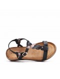 Mixed material wedge sandal