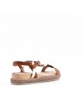 Mixed material wedge sandal