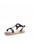 Mixed material wedge sandal