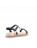 Mixed material wedge sandal