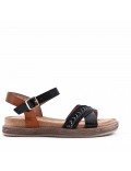 Mixed material wedge sandal