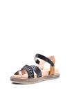 Mixed material wedge sandal