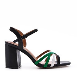 Faux leather heeled sandal