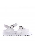 Mixed material wedge sandal