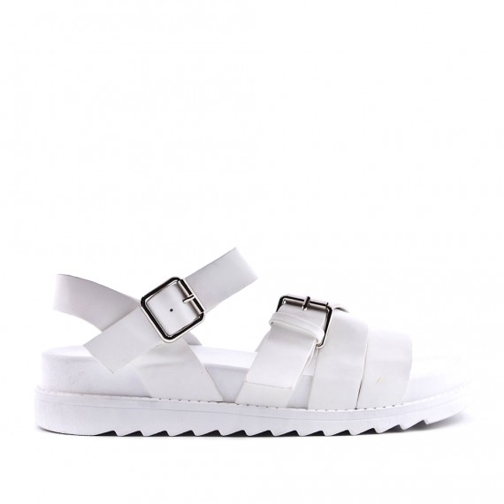 Mixed material wedge sandal