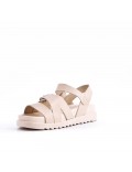 Mixed material wedge sandal